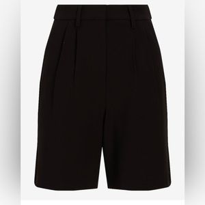 Super High Waisted Tailored Pleated Bermuda Shorts